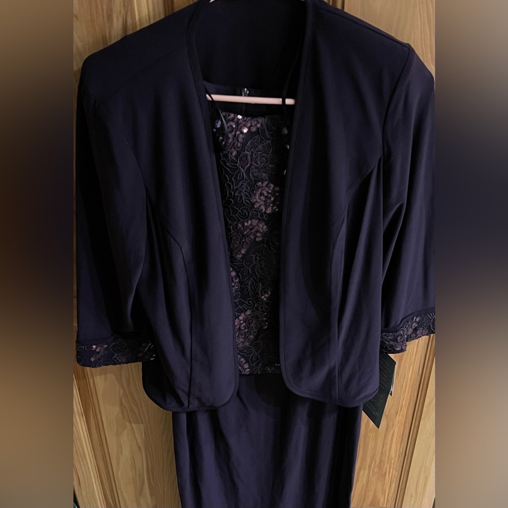 Eggplant colored dress jacket/sequins & shoulder pads new with tags.